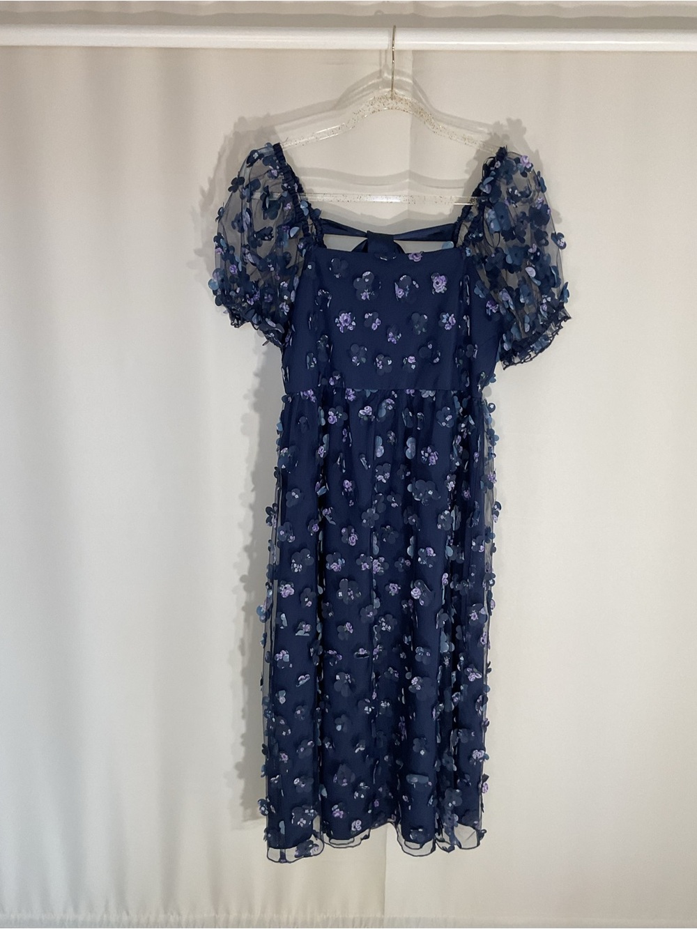 Allison + Kelly Girl’s Navy Blue Floral Puff-Sleeve Dress